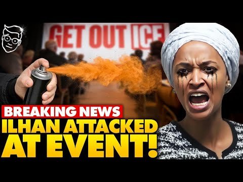 🚨Ilhan Omar Attacked LIVE!? Man Jumps Onstage, Sprays Her With Unknown Liquid, Screaming Reaction…
